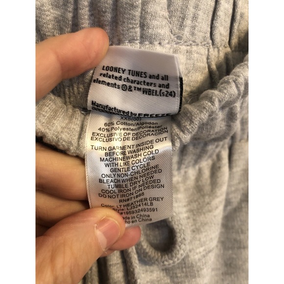 New Looney Tunes Lola Bunny Womens Sweatpants Gray XXS Jogger Lounge Sleepwear - Picture 7 of 9